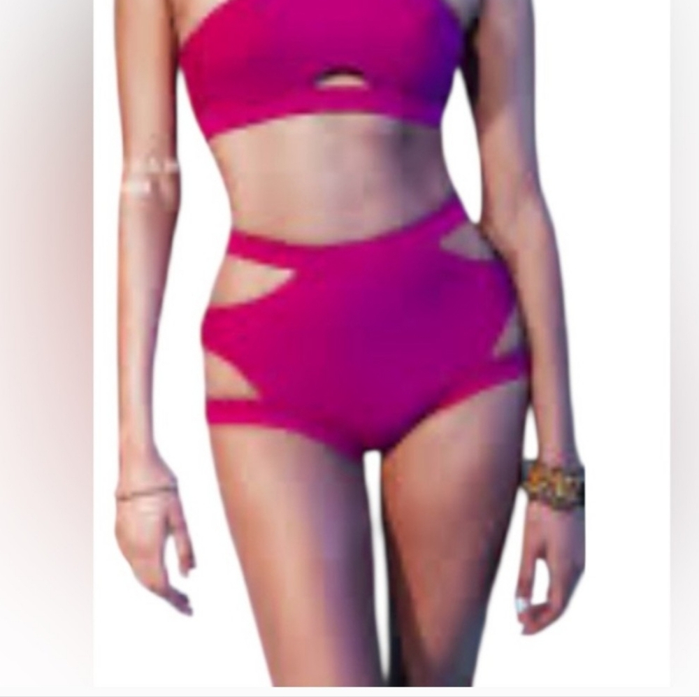 Stylish Pink Cutout Bikini Bottom